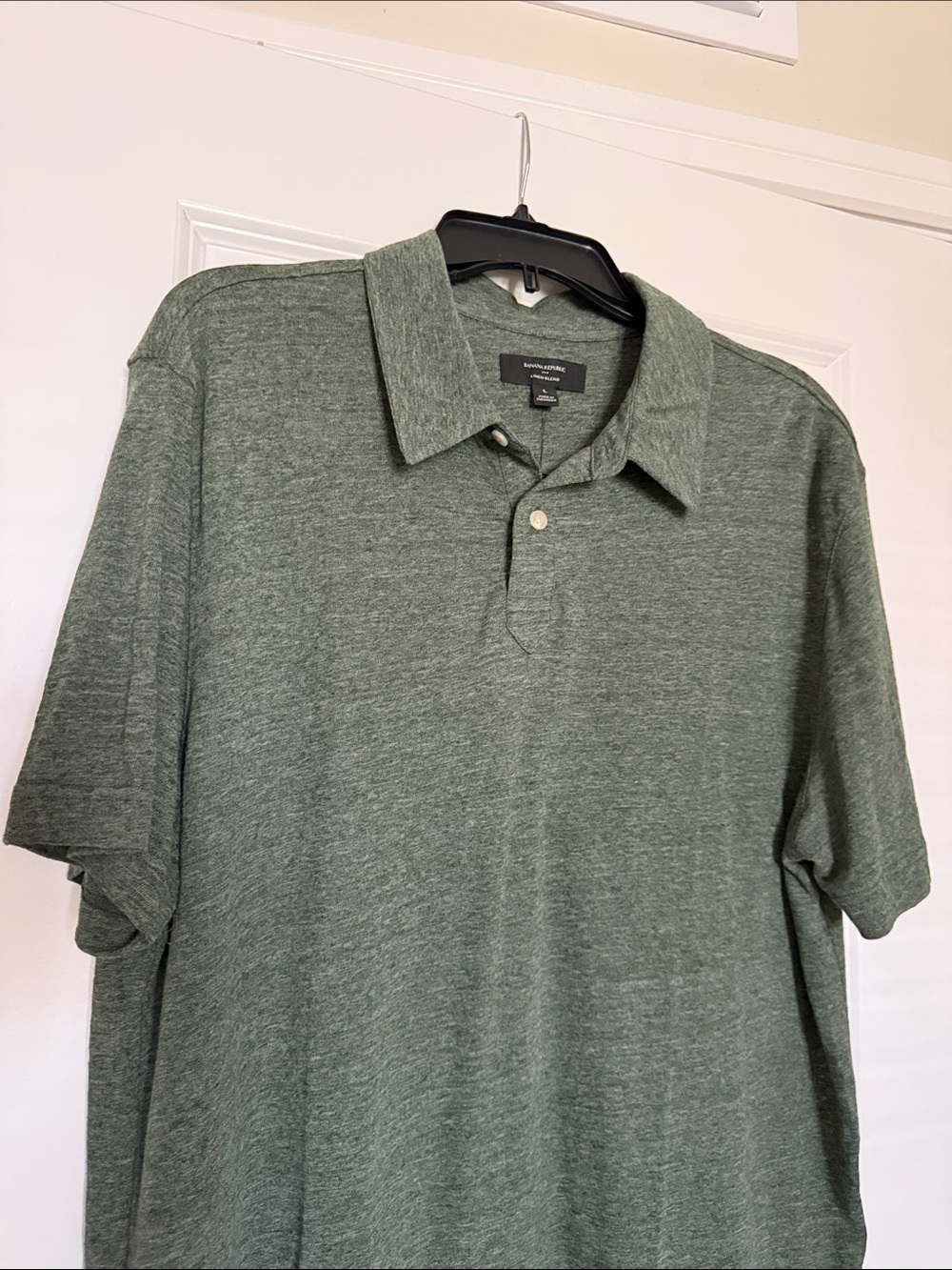Banana Republic Men's Heathered Moss Green Linen Blend Polo NWT